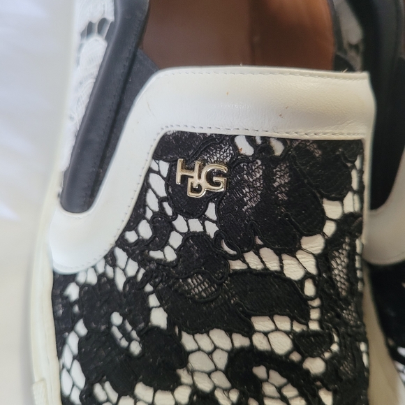 Givenchy White & Black Lace Slip-On Sneakers